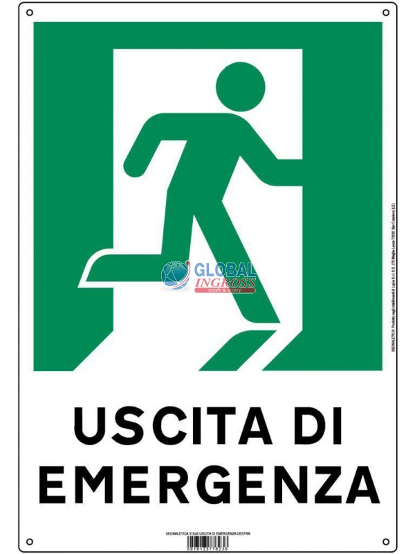 CARTELLO 22x31 USCITA DI EMERGENZA DESTRA