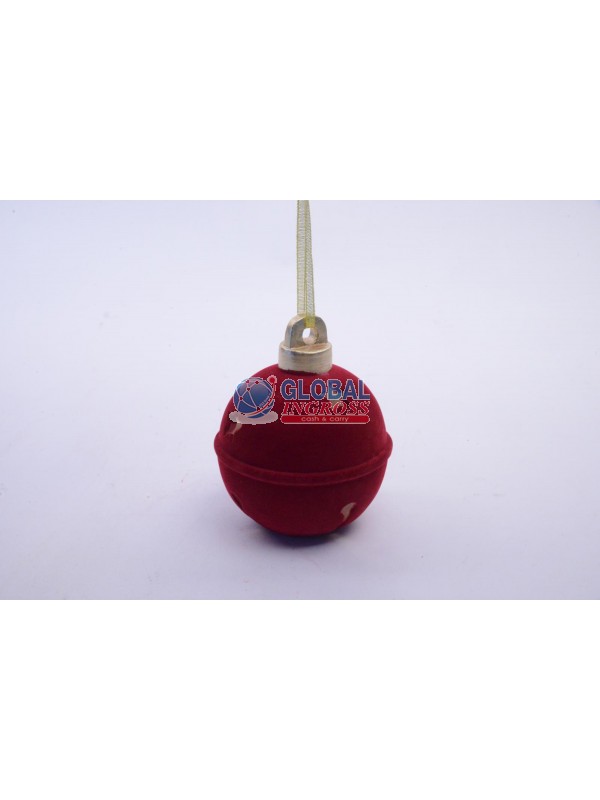 PALLA NATALE FLOCCATA BORDEAUX C/LUCI 14cm