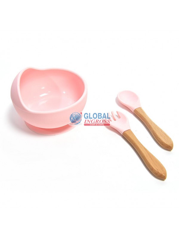 SET PAPPA ROSA 3pz CIOTOLA SILICONE A VENTOSA