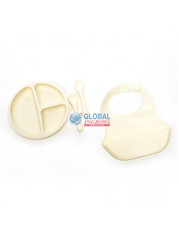 SET PAPPA 4pz PIATTO E BAVAGLINO SILICONE