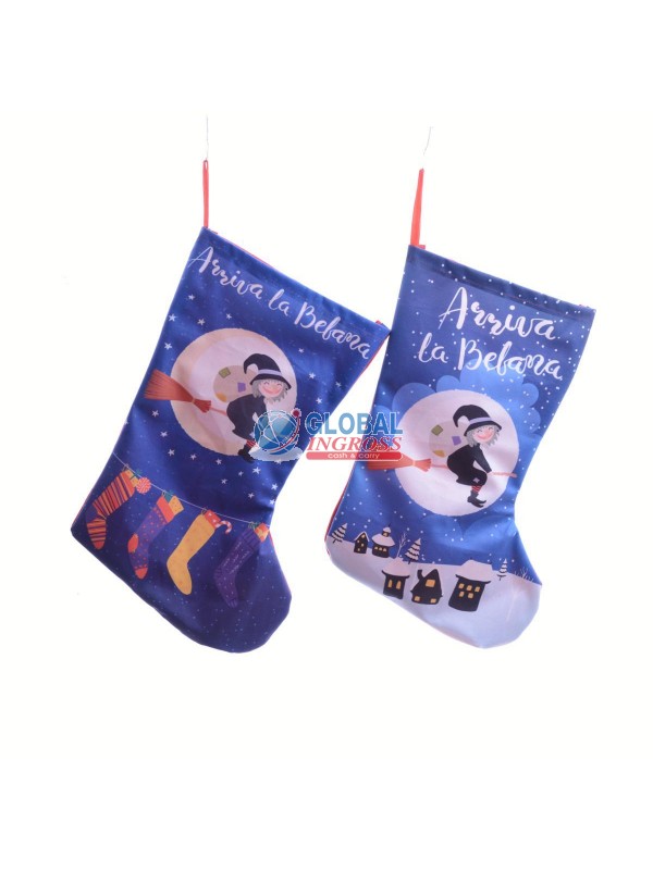 CALZA BEFANA IN TESSUTO43x27 ASS.
