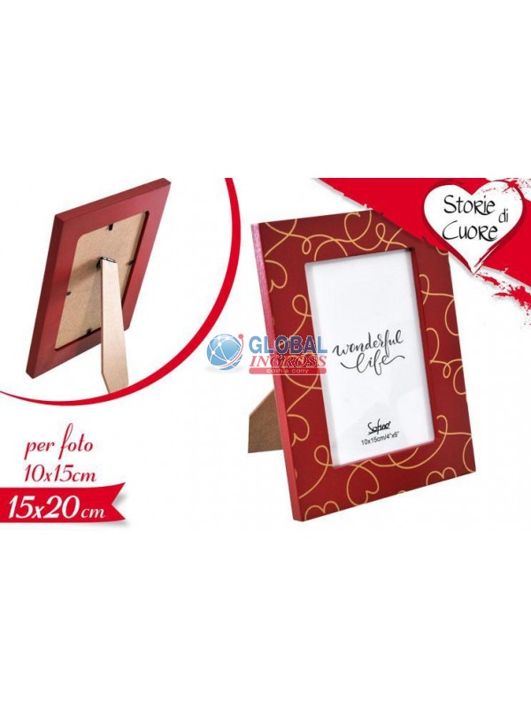 PORTAFOTO ROSSO CON CUORI 15x20