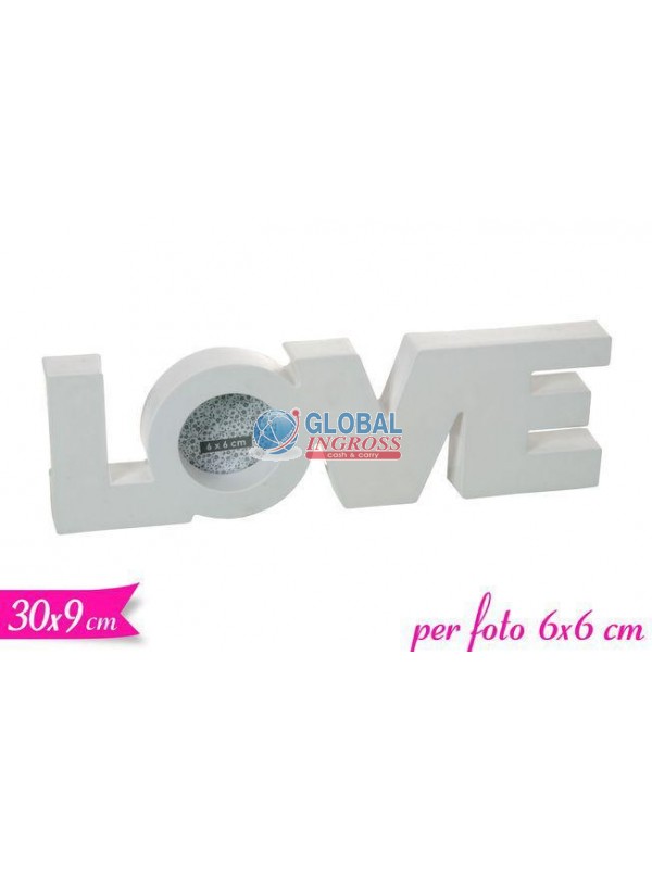 SCRITTA LOVE BIANCO 30x9cm CON P/FOTO