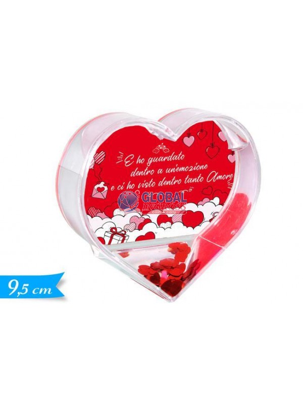 PORTAFOTO CUORE C/ACQUA9,5cm TI AMO