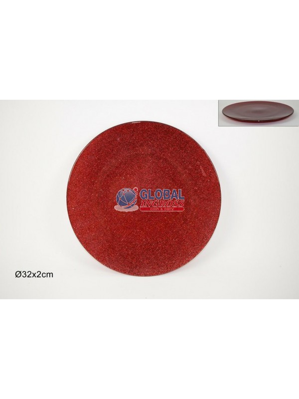 PIATTO C/GLITTER ROSSO 32cm