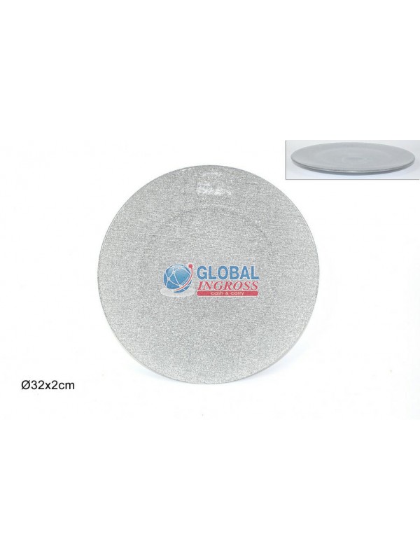 PIATTO C/GLITTER SILVER32cm