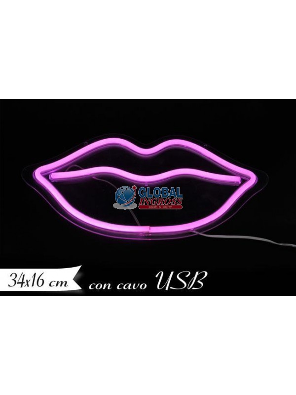 DECORAZIONE LUMINOSA LABBRA 34x16cm USB