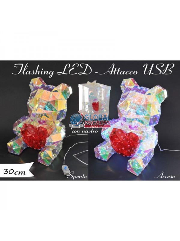 ORSETTO LUMINOSO C/CUORE 30cm