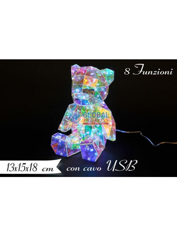DECORAZIONE ORSO LUMINOSO LED USB 18cm