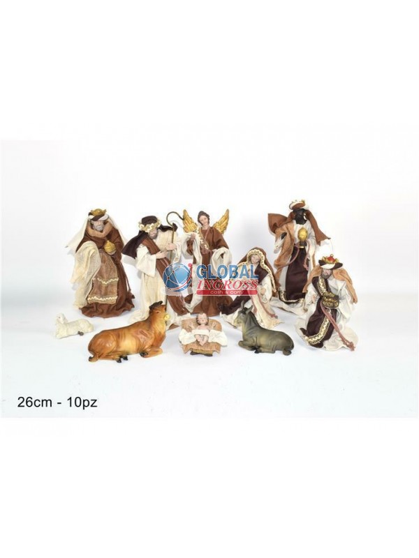 NATIVITA' 26cm 10pz VESTITO MARRONE