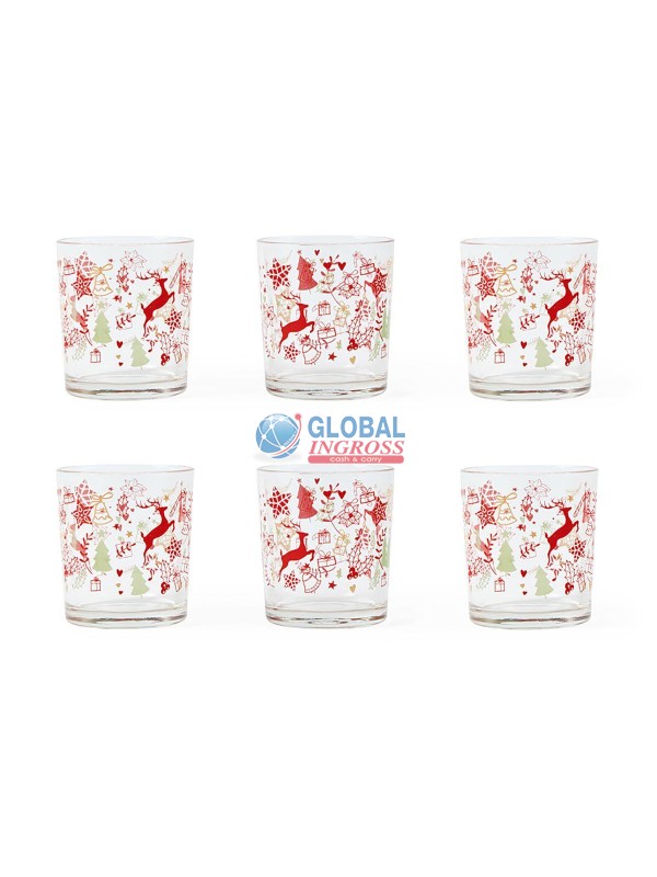 BICCHIERI NATALE VETRO NATALE 6pz