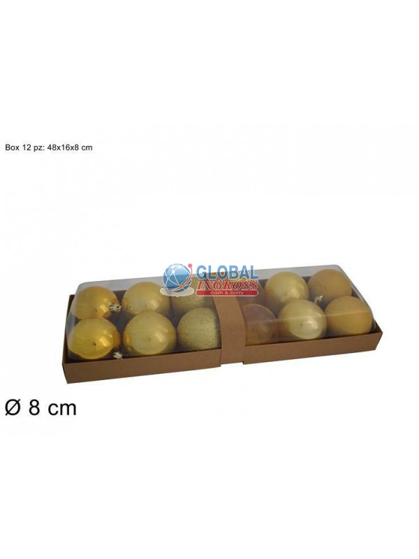 PALLE ORO LUCIDO/PERLATO/GLITTER 8cm 12pz