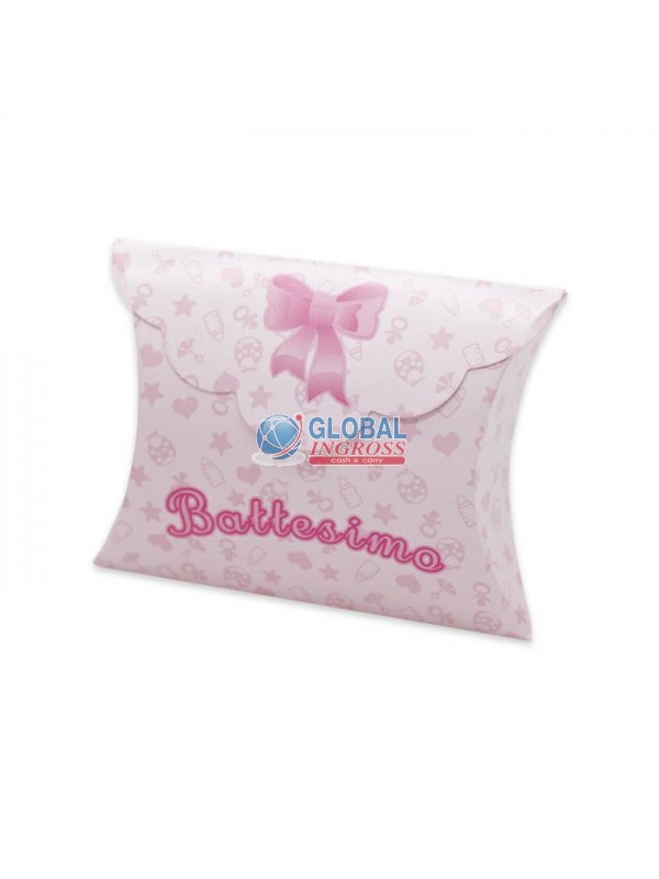 SCATOLINA BUSTA BATTESIMO ROSA 10x8x3