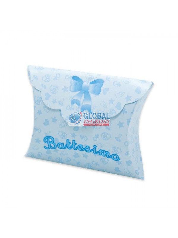 SCATOLINA BUSTA BATTESIMO CELESTE 10x8x3
