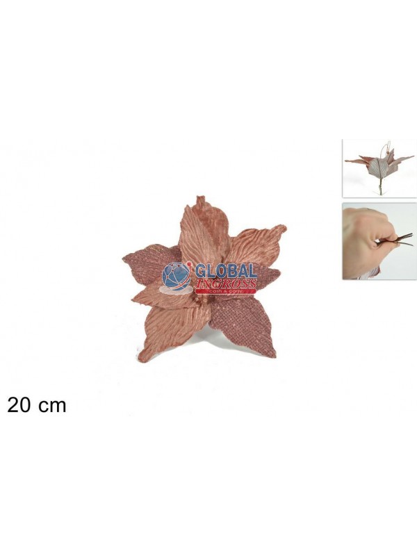 FIORE ROSA VELLUTO 20cmC/PINZETTA