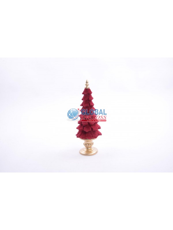 ALBERO RESINA FLOCCATO ROSSO 30cm