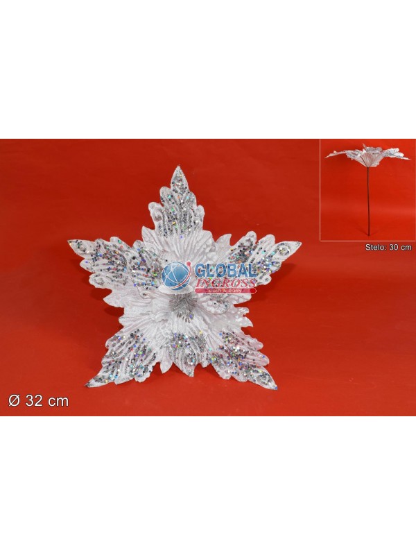 FIORE VELLUTO GLITTER PAILLETTES BIANCO