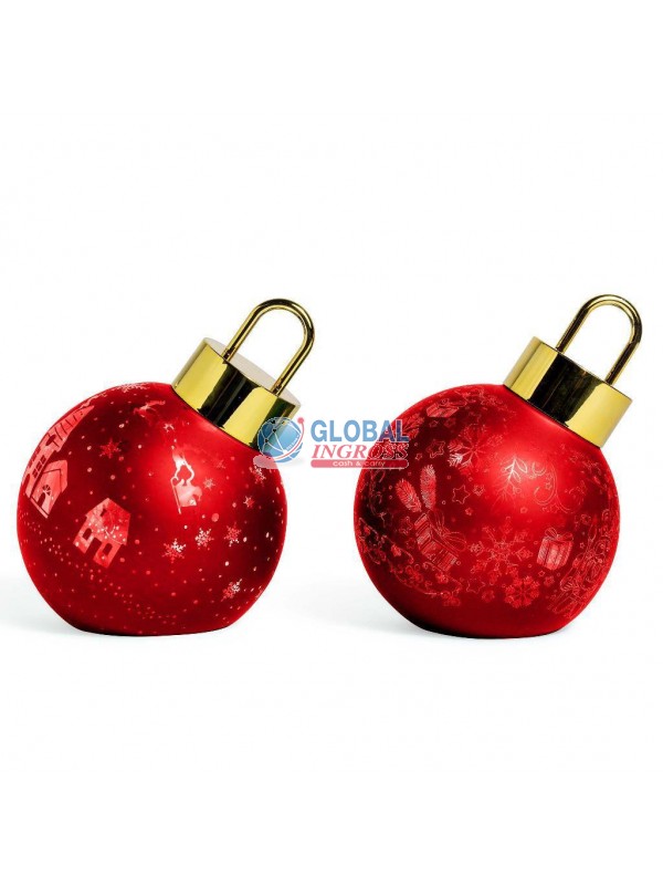 PALLA NATALE VETRO ROSSA C/LUCI 12cm ass.