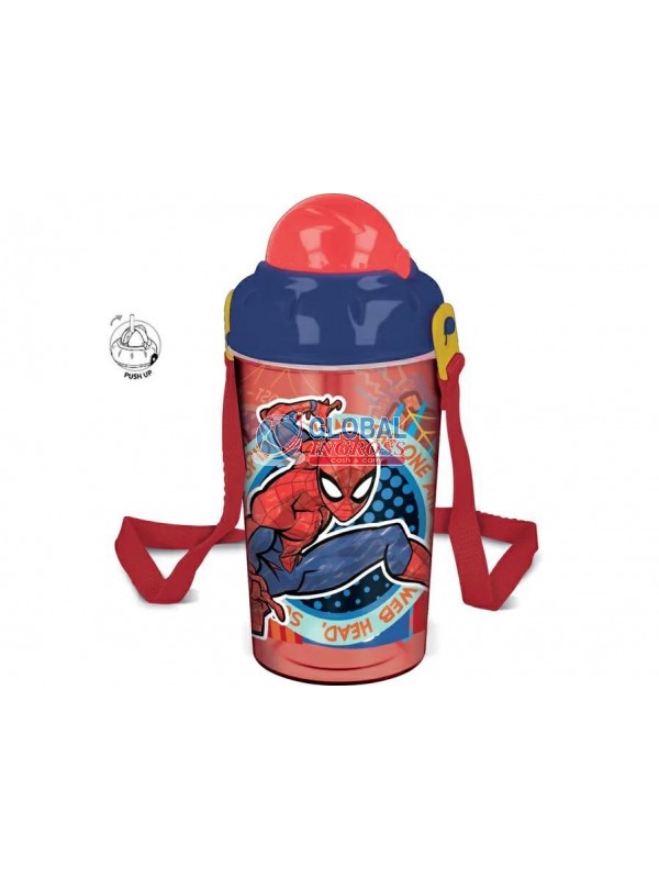 BORRACCIA C/TRACOLLA E CANNUCCIA PUSH UP SPIDERMAN 465ml