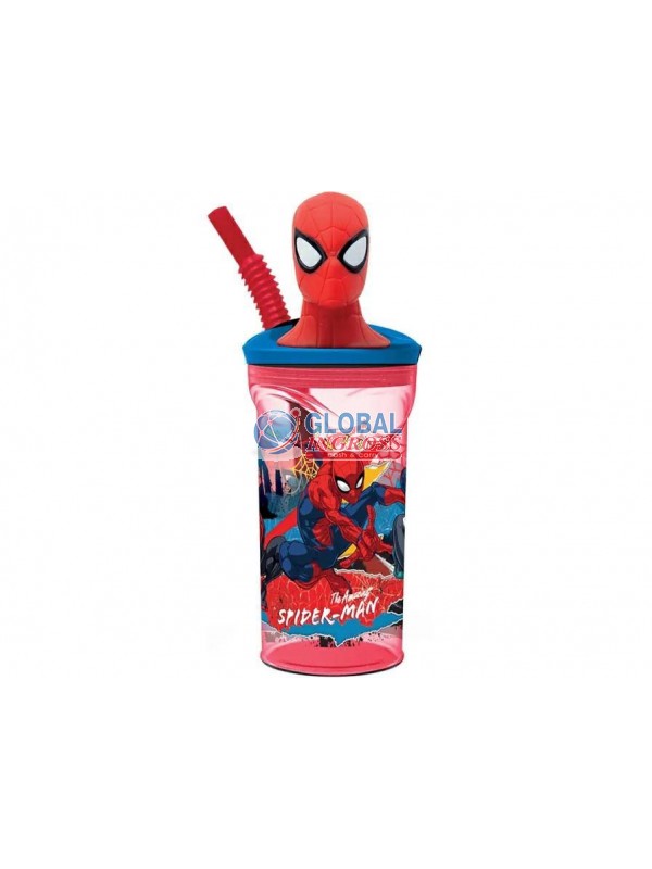 BICCHIERE 3D C/CANNUCCIA SPIDERMAN 360ml ECOZEN