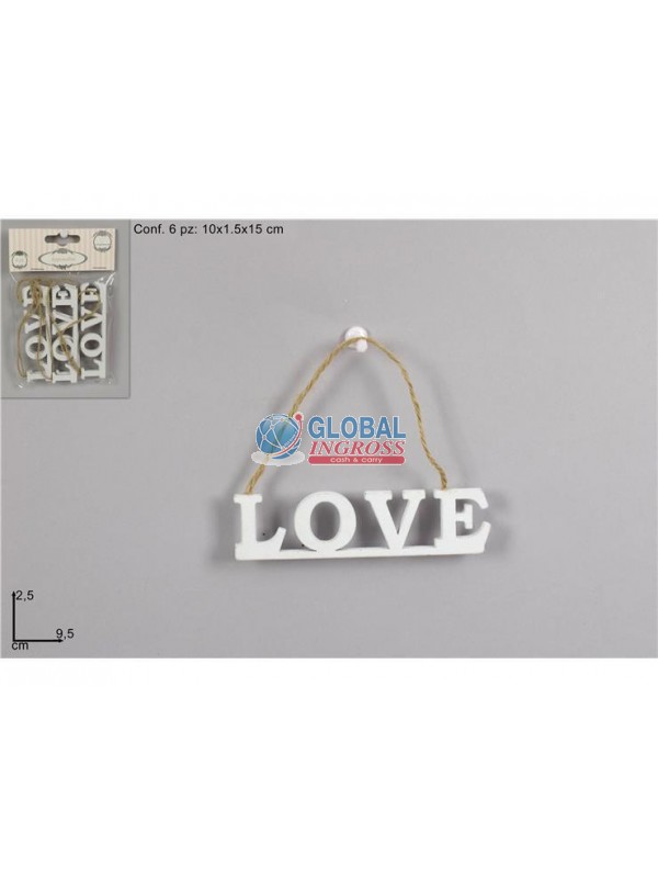 APPENDINI LOVE 6pz LEGNO BIANCO