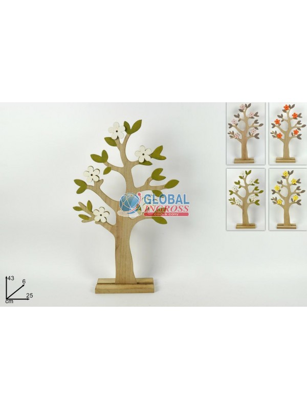 ALBERO LEGNO C/FIORI 43cm