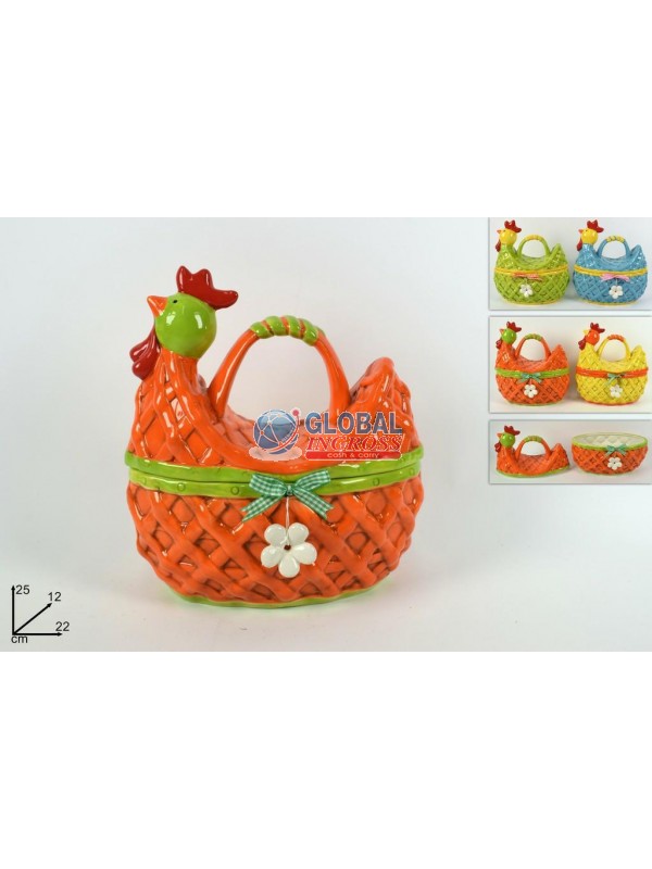 CESTO CERAMICA GALLINA 25cm