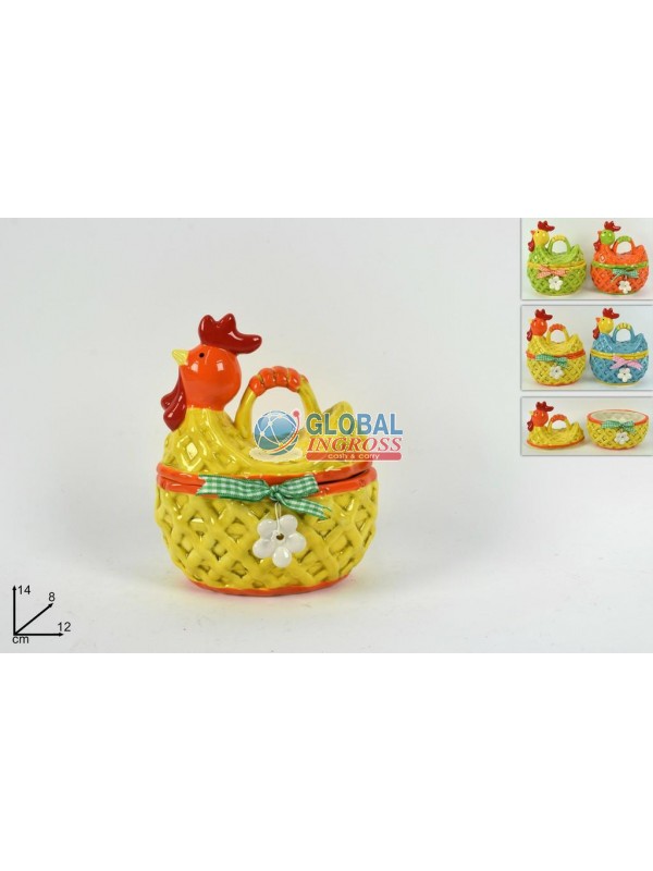 CESTO CERAMICA GALLINA 14cm
