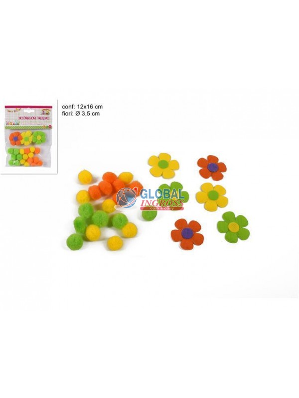 FIORI TESSUTO C/PALLINEOVATTA COL.ASS.