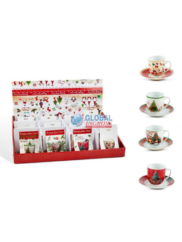 TAZZINA NATALE PORCELLANA ASS. C/PIATTINO IN BOX REGALO