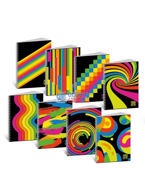 MAXI ONE COLOR SPIRALE 1R C/FORI BLACK&FLUO