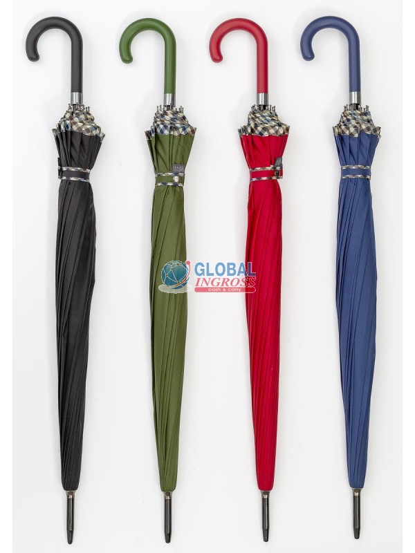 OMBRELLO LUNGO AUTO 16 RIBS BORDO SCOZZESE