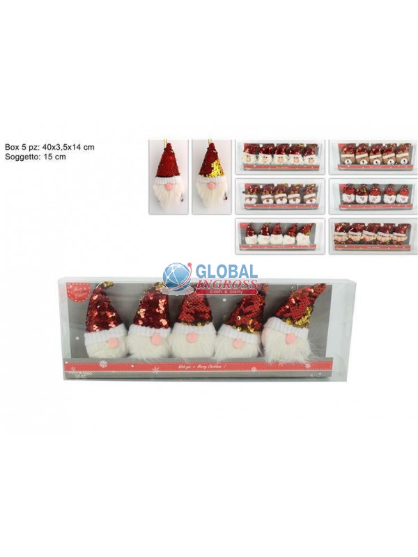 TESTA SOGGETTO NATALE ROSSO/ORO 5pz