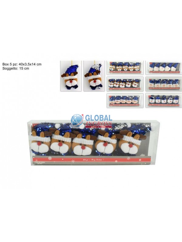 TESTA SOGGETTO NATALE BLU/SILVER 5pz