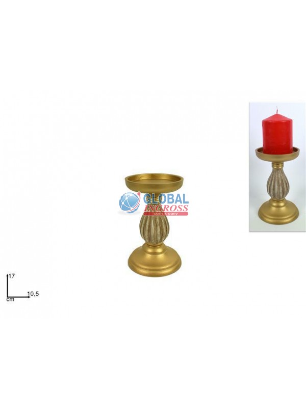 P/CANDELA LEGNO ORO 17cm
