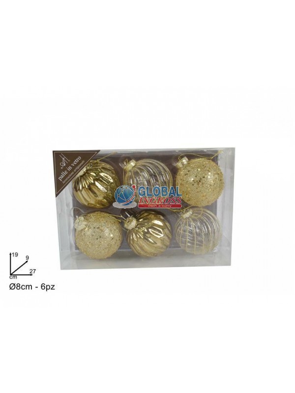 PALLE VETRO ORO 8cm 6pz