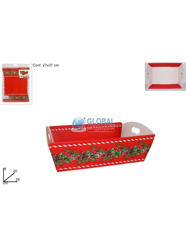 CESTINO NATALE CARTONCINO 28x20x8cm