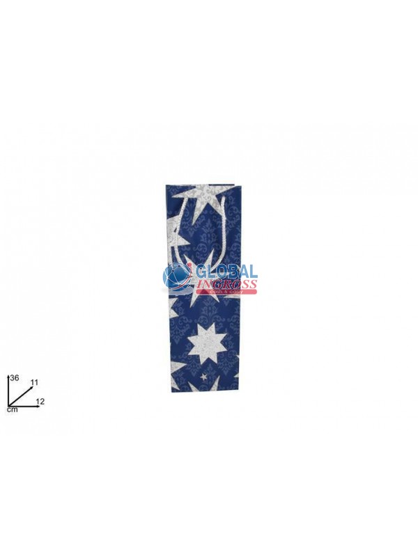 SHOPPER NATALE BLU C/STELLE 36x12