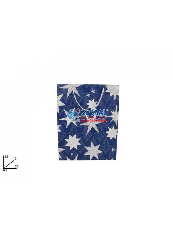 SHOPPER NATALE BLU C/STELLE 42x33