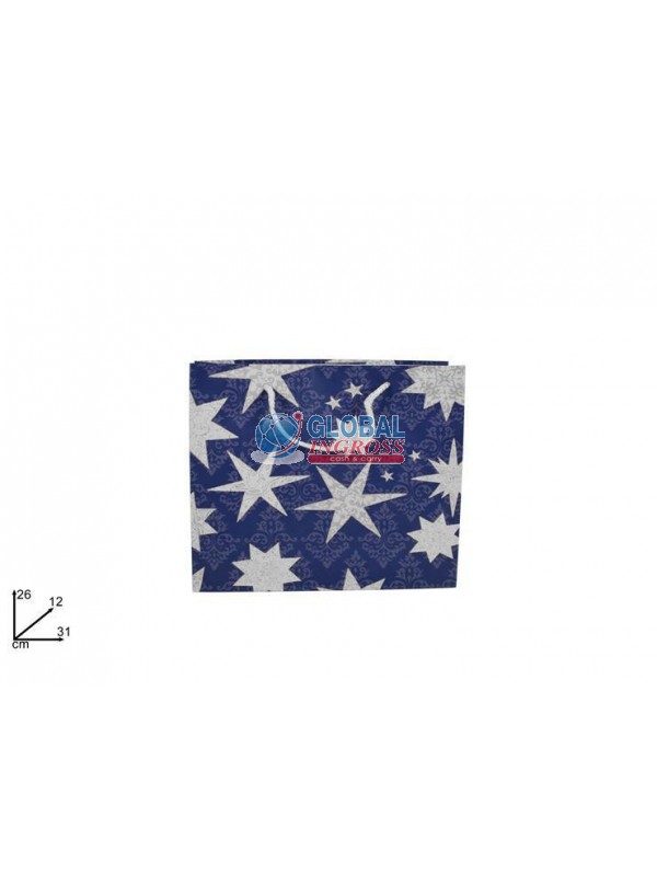 SHOPPER NATALE BLU C/STELLE 31x26