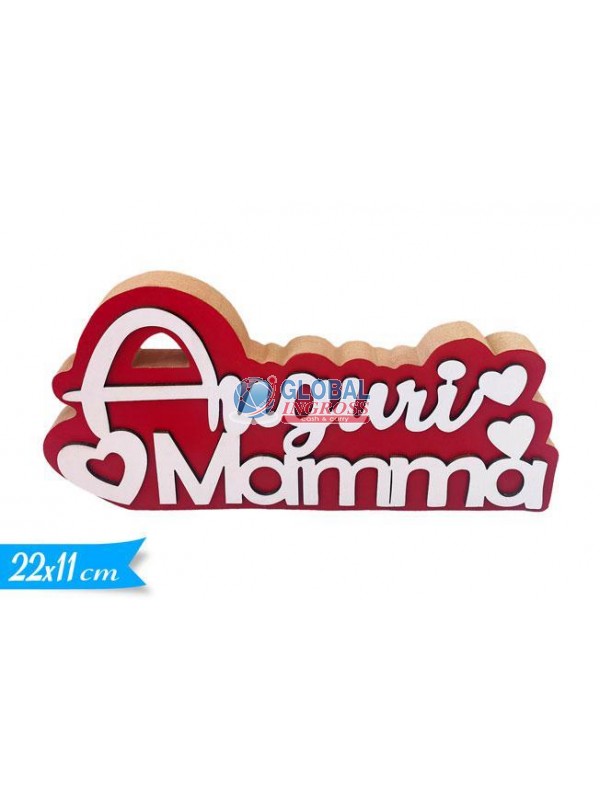 SCRITTA LEGNO MAMMA AUGURI 22x11