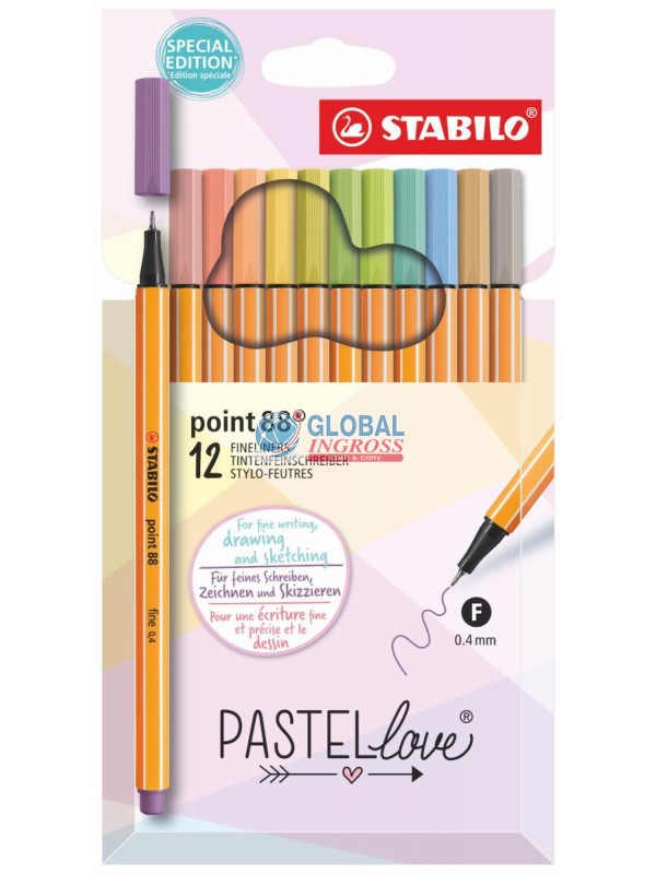 STABILO POINT88 12 colori PASTEL.
