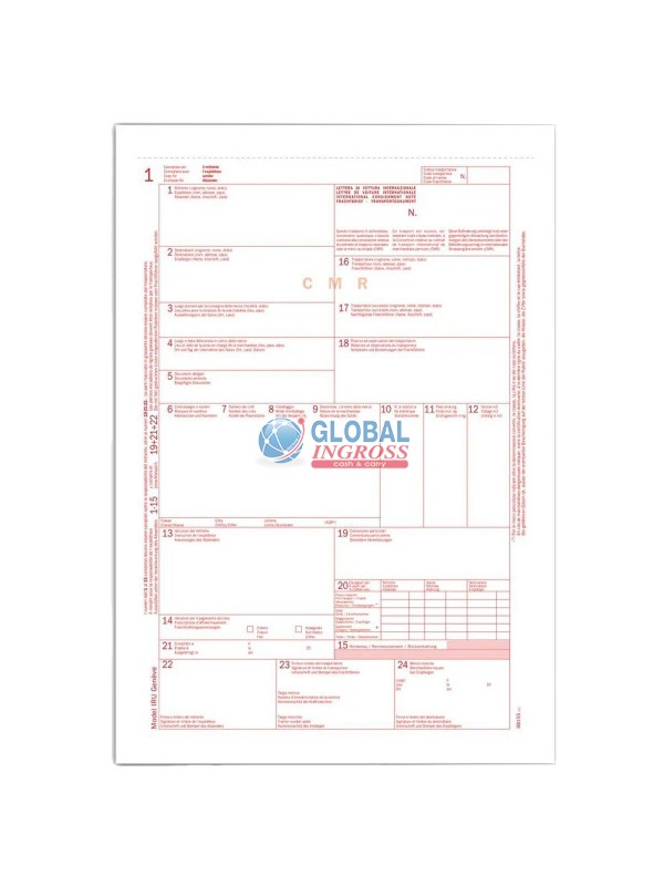 LETTERA VETTURA INTERNAZIONALE CMR 5copie 31x21 AUTOCOPIANTI