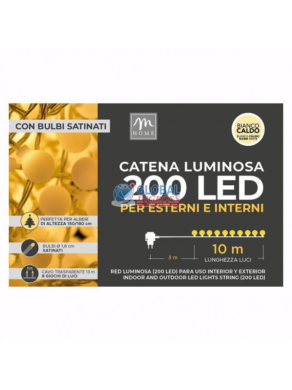 BULBI 200 LED BIANCO CALDO X ESTERNO C/GIOCHI LUCE