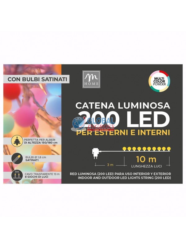 BULBI 200 LED MULTICOLOR POWDER X ESTERNO C/GIOCHI LUCE