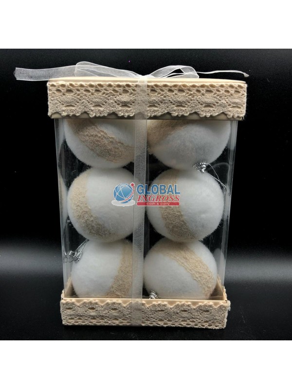 PALLINE BIANCO MERLETTO6pz