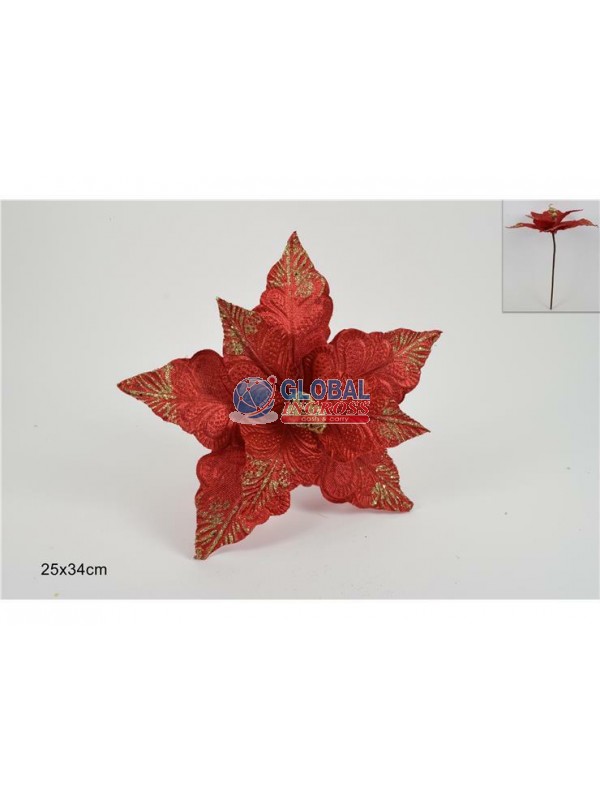 FIORE C/GLITTER ROSSO 25cm