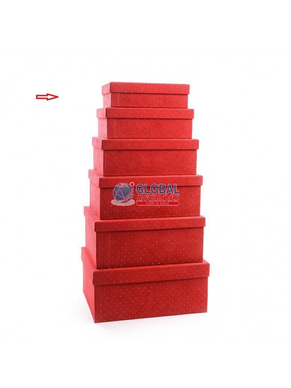 SCATOLA TESSUTO ROSSO C/BRILLANTINI 26x18x8