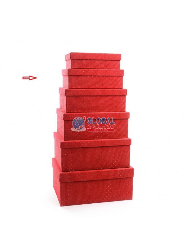 SCATOLA TESSUTO ROSSO C/BRILLANTINI 29x20x10