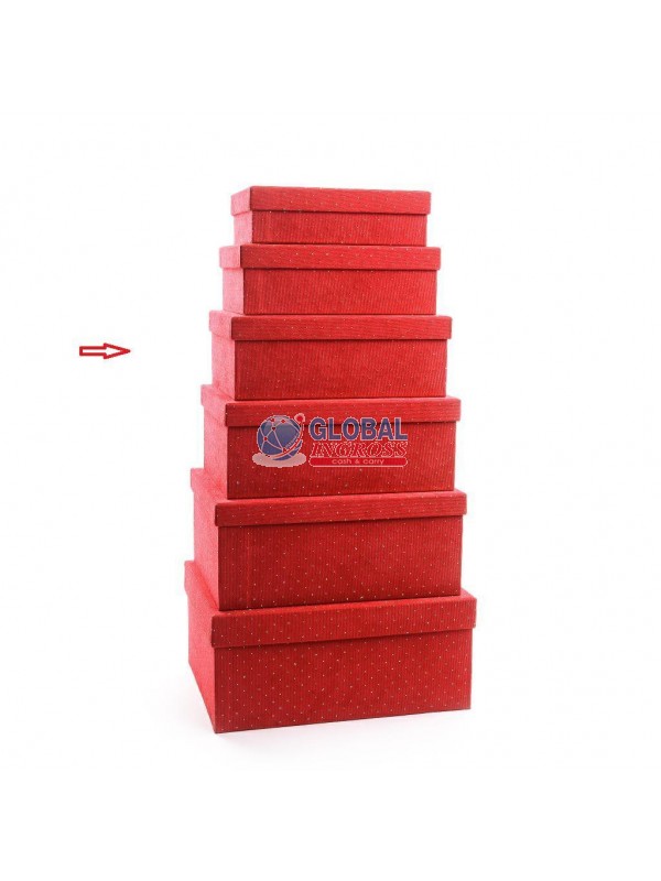 SCATOLA TESSUTO ROSSO C/BRILLANTINI 32x22x12